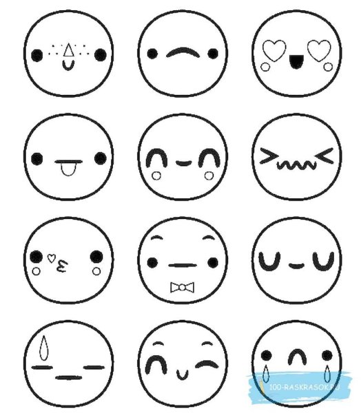 Смайлик улыбка раскраска