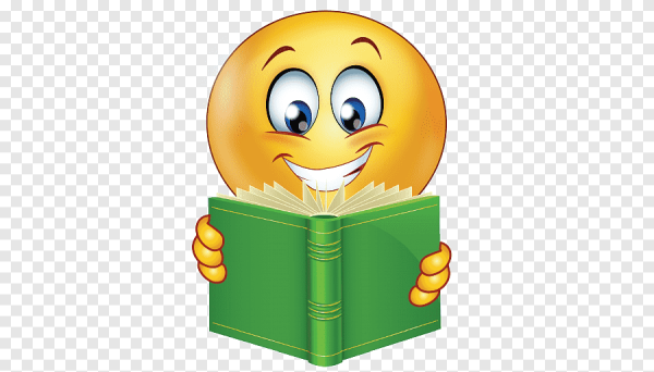 Смайлик с книжкой на прозрачном фоне