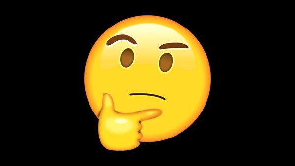 Задумавшийся смайлик на черном фоне