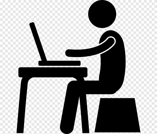 Силуэт человека за компьютером