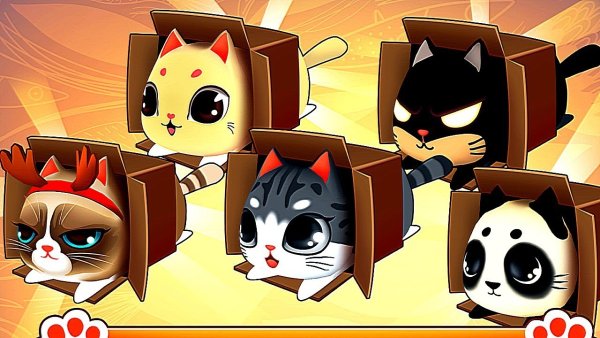 Кот в коробке мультяшный