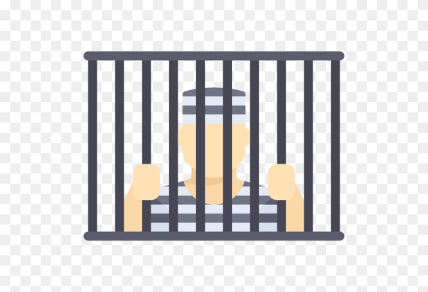 Мультяшный человек за решеткой