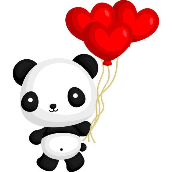 Стикеры Пандочка сердечками