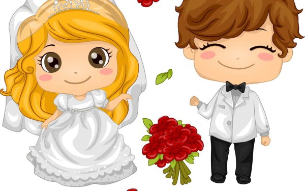 Невеста с букетом мультяшные