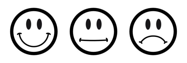 Грустный и веселый смайлик контур