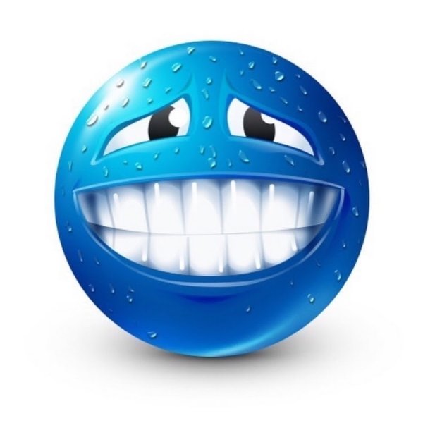 Синий смайлик с улыбкой