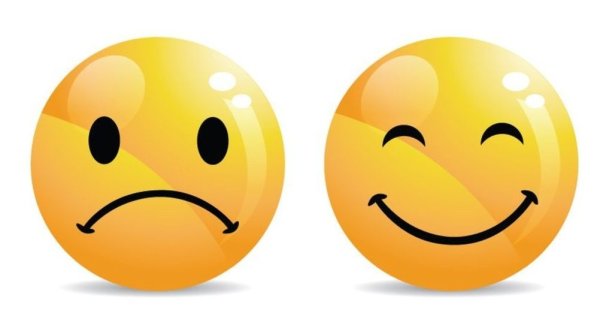 Грустный и веселый смайлик