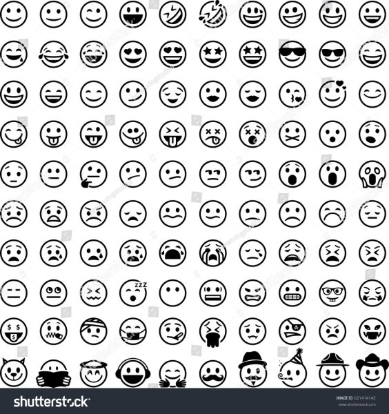 Смайлы для печати черно-белая