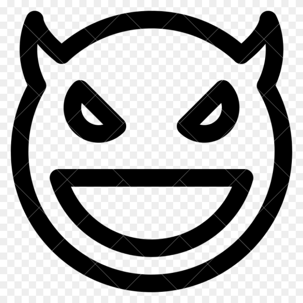 Смайлик дьявола черно белый