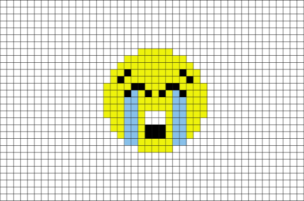 Плачущий смайлик по клеткам