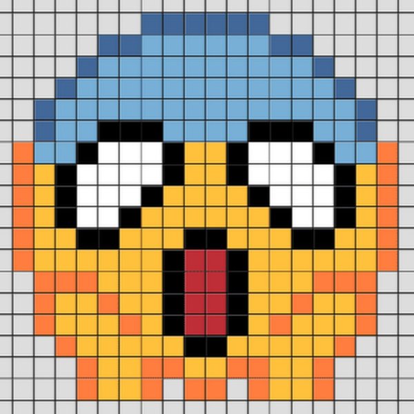 Испуганный смайлик по клеточкам