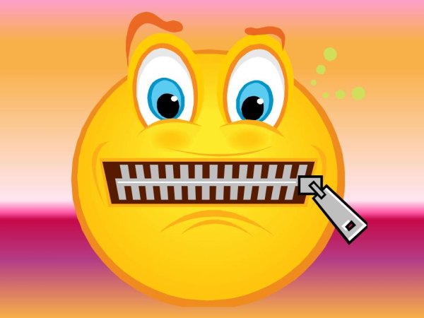 Смайлик с молнией на рту