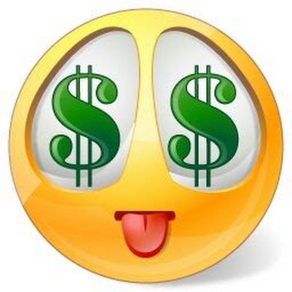 Смайлик с долларами в глазах