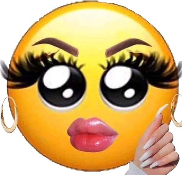 Смайлик с ногтями и ресницами и губами