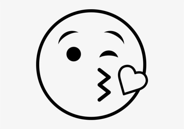 Смайлик поцелуй раскраска