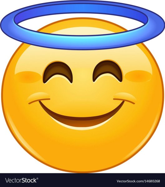 Смайлик с нимбом над головой