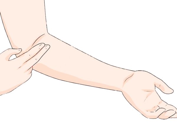 Жест два пальца на сгибе локтя