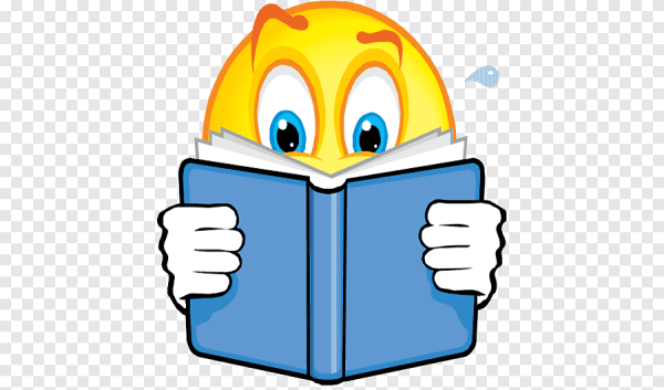 Смайлик с книжкой на прозрачном фоне
