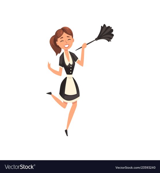 Горничная на белом фоне