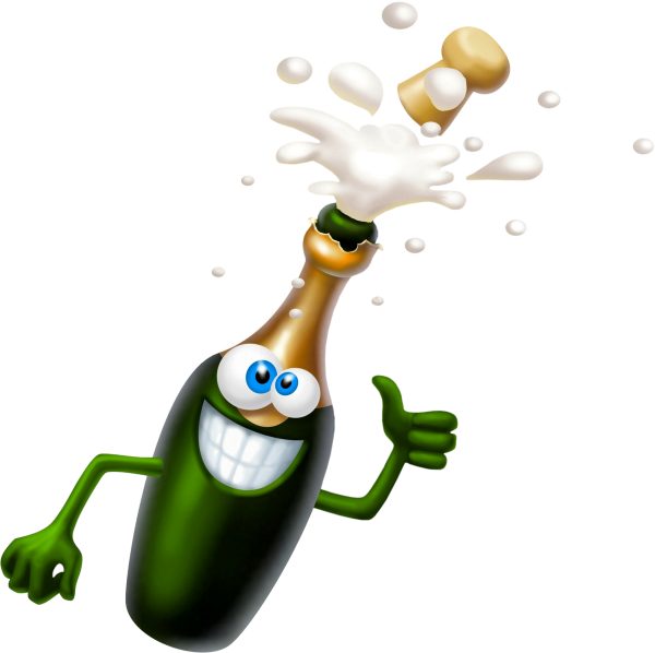 Бутылка шампанского мультяшная