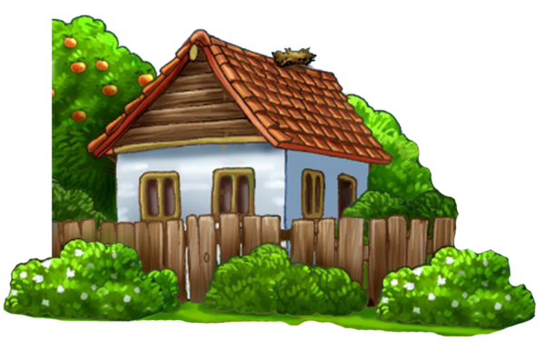 Деревенский домик мультяшный