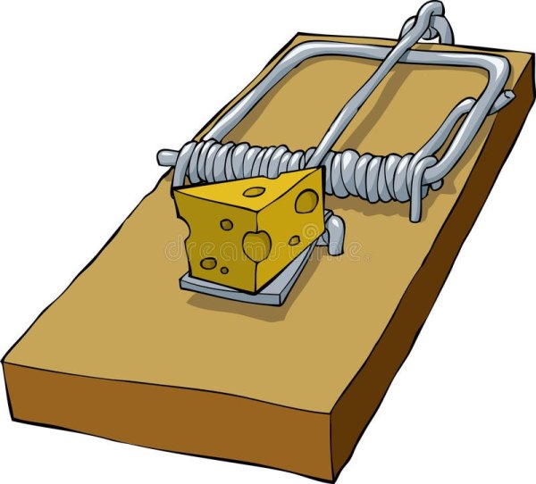 Мышеловка на белом фоне