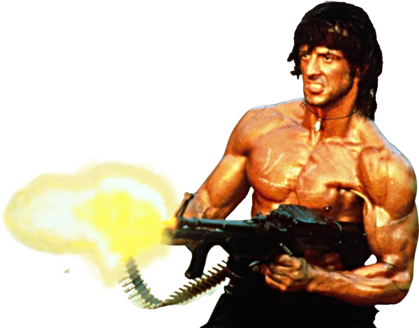 Джон Рэмбо с пулеметом