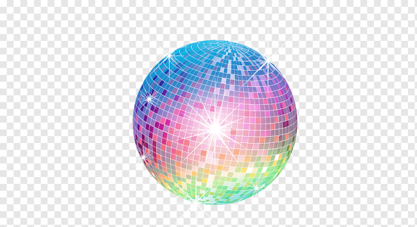Диско шар на белом фоне цветной