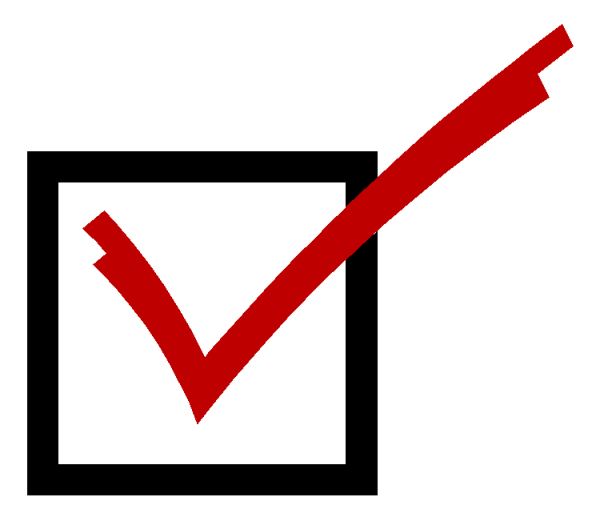 Красная галочка в квадрате