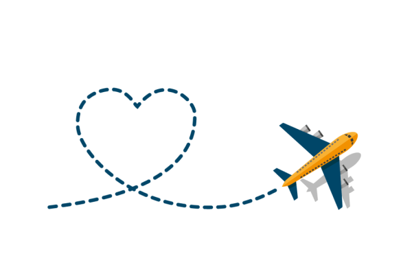 Пунктирная линия с самолетом