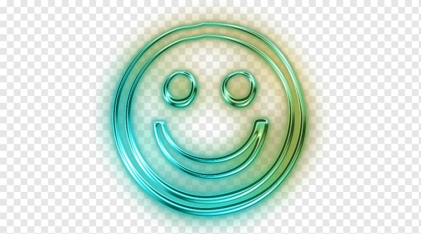 Неоновый смайлик на прозрачном фоне