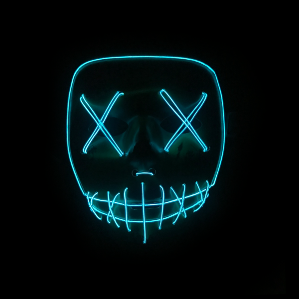 Неоновая маска на черном фоне