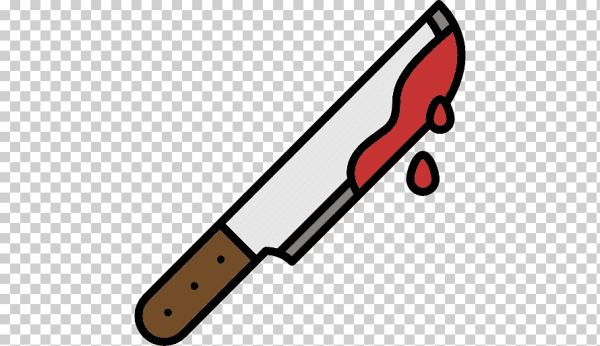 Ножик в крови на прозрачном фоне