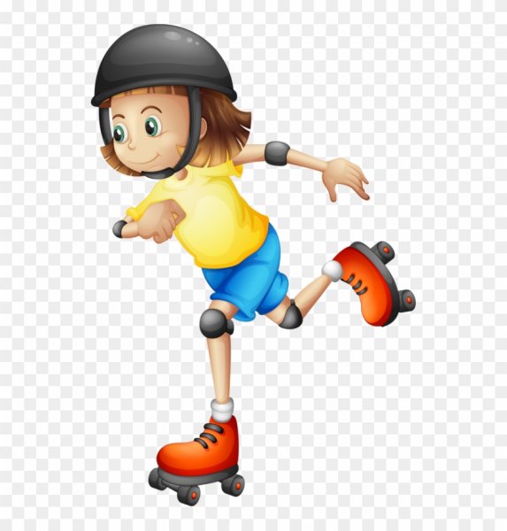 Дети на роликах на белом фоне