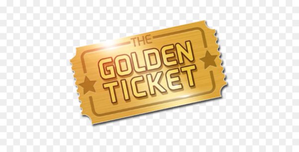 Золотой билет на прозрачном фоне
