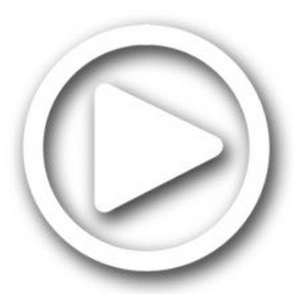 Кнопка плей без фона белая