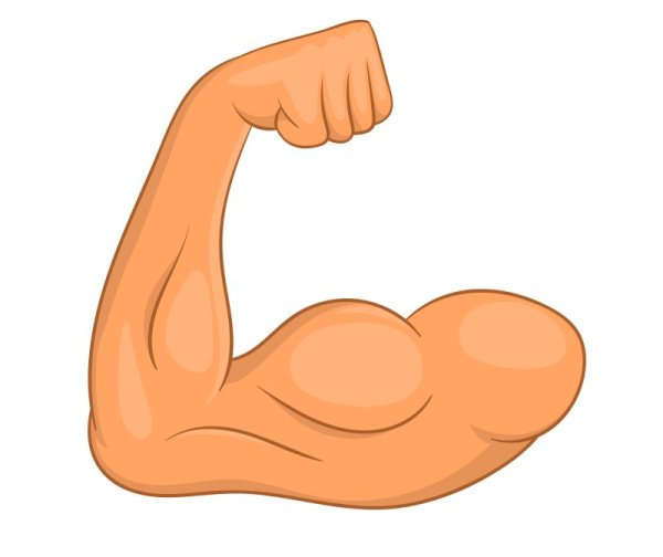 Накаченная рука на белом фоне