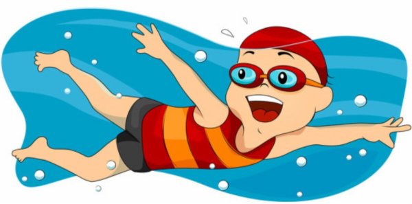 Мальчик плавает мультяшный