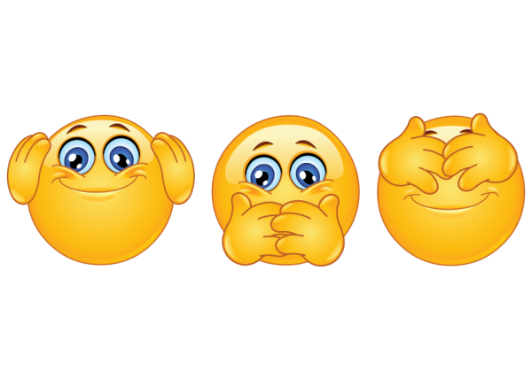 Смайлик закрывающий рот рукой