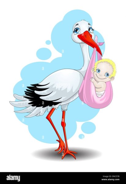 Аист с младенцем