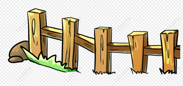 Деревянный забор из поленьев на прозрачном фоне