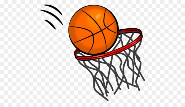 Мультяшный баскетбольный мяч в сетке