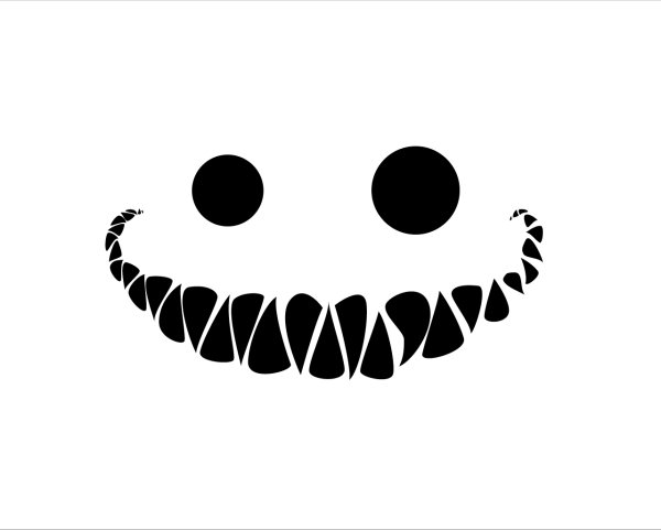 Улыбка Чеширского кота на белом фоне