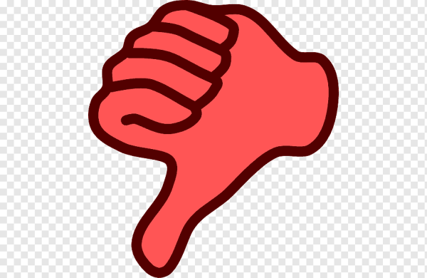 Палец вниз на белом фоне