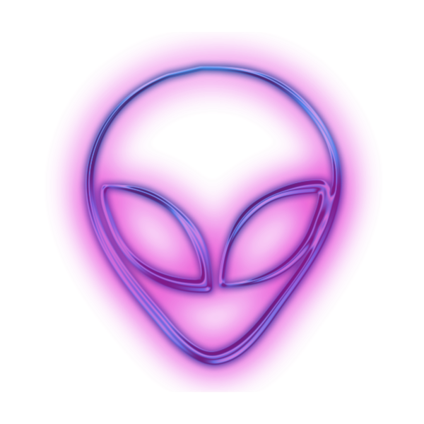 Неоновый смайлик на прозрачном фоне