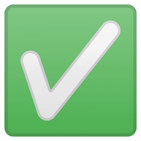 Белая галочка в зеленом квадрате