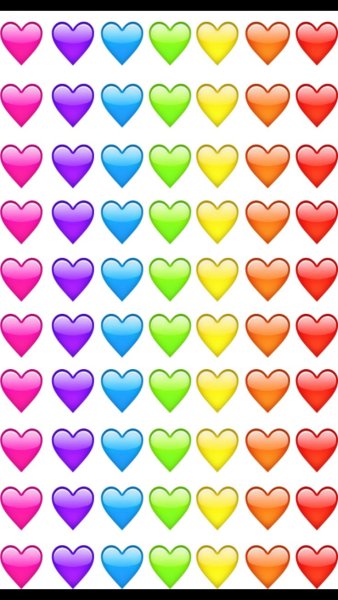 Много разноцветных сердечек
