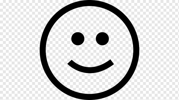Нейтральный смайлик черно белый на прозрачном фоне