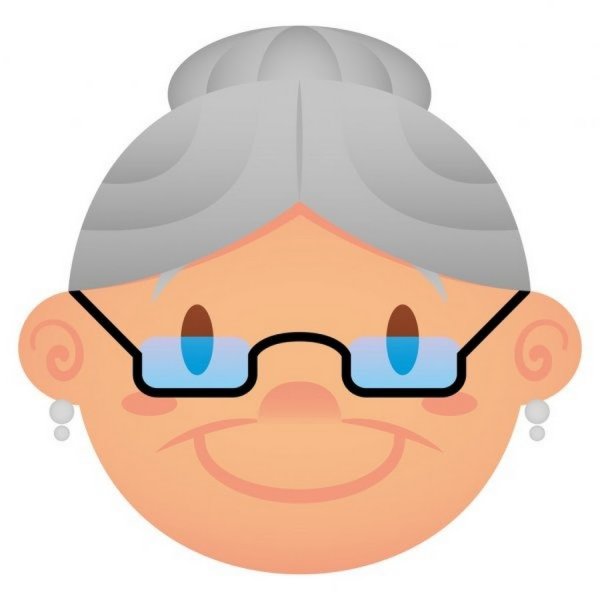 Лицо бабушки на белом фоне