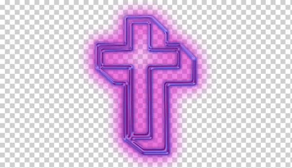 Неоновый крест без фона